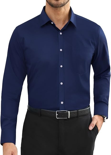 CB-COLEBROOK Mens Cotton Casual Classic Design Button Up Shirt with Chest Pocket, Male Clothes for Spring and Fall Business Occ