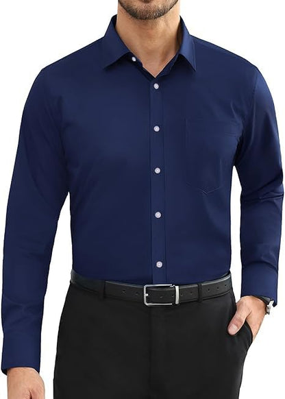CB-COLEBROOK Mens Cotton Casual Classic Design Button Up Shirt with Chest Pocket, Male Clothes for Spring and Fall Business Occ