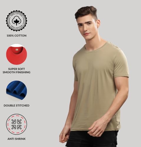 ADRO Men's Solid Regular Fit T-Shirt (RCM3-PLN)