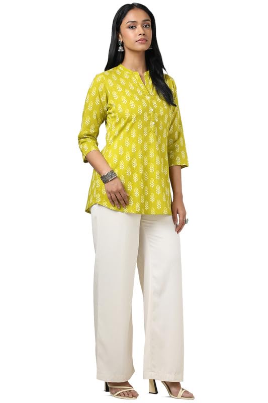 Soch Womens Green Cotton Floral Print Tunic