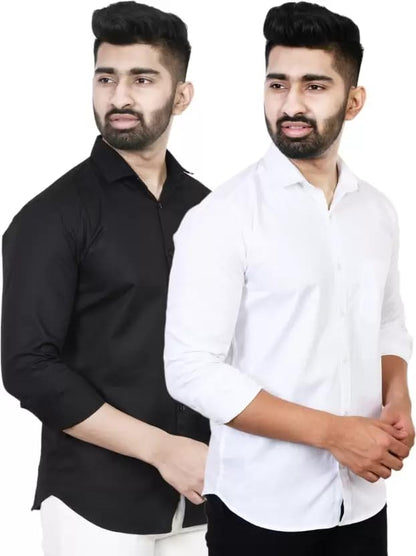 Tee Projekt Premium Plain Cotton Shirt for Men | Cotton Shirt | Casual Shirt | Solid Shirt | Full Sleeves | Formal Shirt (NS-ST1
