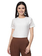 Style Quotient Women White Self Design Cotton Lace Regular Smart Casual Top
