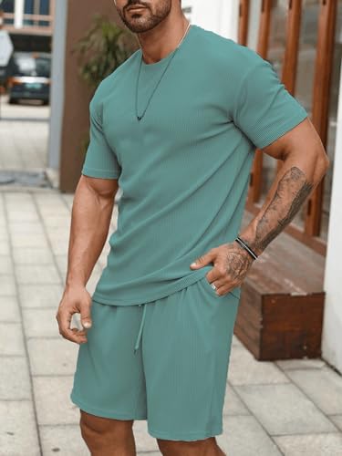 SHIENZY Mens Casual Solid Printed Night Suit Co-Ord Set || T-Shirt and Shorts Nightwear Set || Sleepwear/Loungewear for Regular