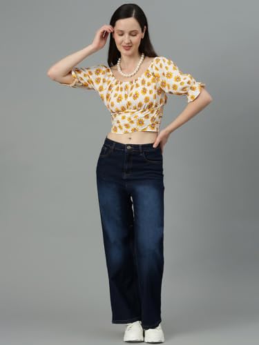 Kotty WomenS Casual Bishop Sleeve Printed Multicolor Top