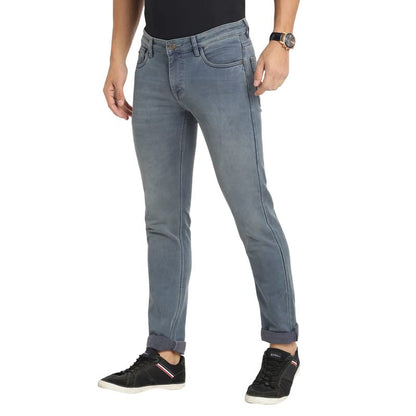 Turtle Men Cotton Light Blue Narrow Fit Solid Stretchable Jeans