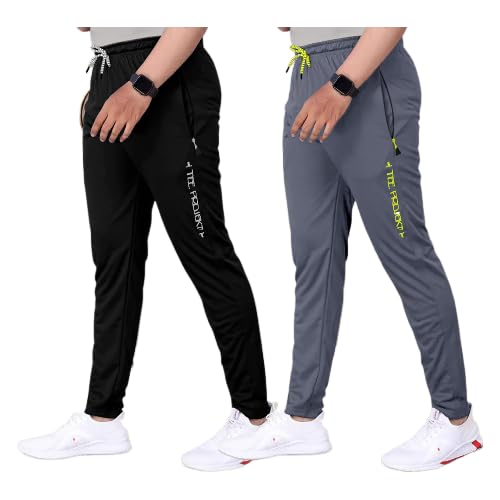 Tee Projekt Lycra Combo Soild & Zippered Pockets Style Regular Fit Track Pant for Men Jogger, Gym Wear, Yoga