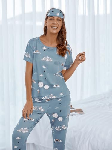 SHIENZY Womens Stylish Avacado Printed Night Suit || T-Shirt & Pyjama for Nightwear Set || Casual Lounge & Sleep Wear for Girls