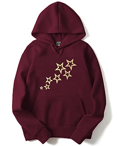 ADRO Men's Cotton Neck Hooded Sweatshirt (H20-GL-STA-MR_Maroon_XL)