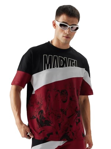 The Souled Store Official Avengers: The Heroes Mens Oversized Fit Half Sleeve Graphic Printed Cotton Multi Color T-Shirts