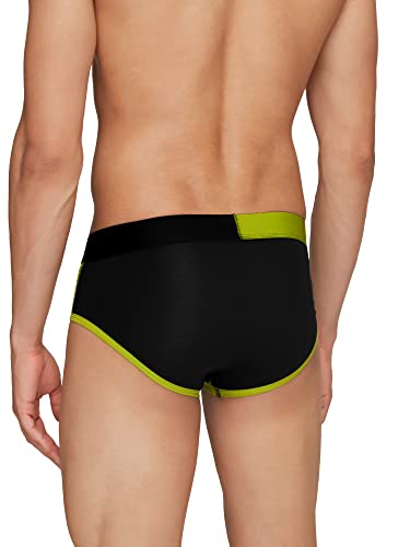 Xyxx MenS Underwear Dualist Intellisoft Antimicrobial Micro Modal Brief Pack Of 3 (Navigate & Black Iris ; Lime Punch & Black ;