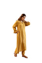 Yellow Solid shirt collar rayon kurta with pants