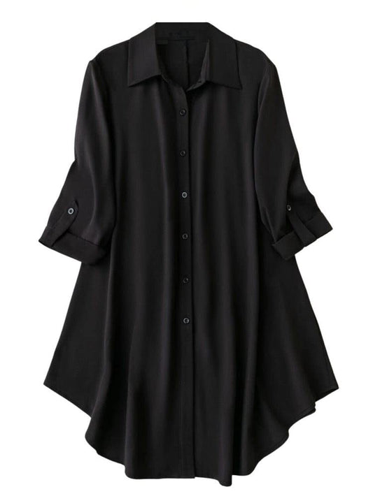 Om Sai Latest Creation Western Dress || Rayon Solid Button Front Shirt Dress For Women || Roll Tab Sleeve & Collared Neck Flared