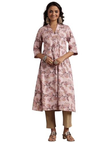 Libas WomenS Cotton Printed A-Line Kurtas (29222_Pink