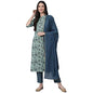 anubhutee Women's Cotton Floral Printed Sequinned Straight Kurta suit set with Dupatta & Pants