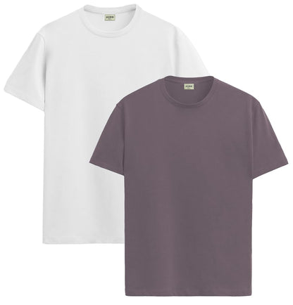 ADRO Mens T Shirts | Solid Tshirts for Men | Pure Cotton Lycra Fabric | 4 Way Stretch Smart tech Tshirt | Pack of 2 Round Neck T