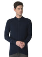 Turtle Men Navy Blue Self Design Front Open Neck Pullover