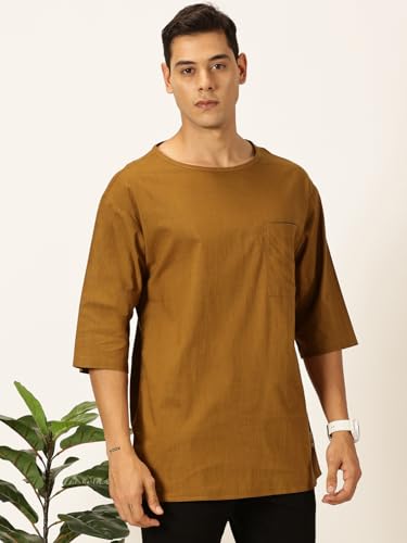 Thomas Scott Men'S Linen Relaxed Shirt (Ts1525_Brown