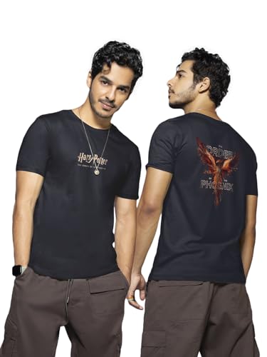 Bewakoof X Official Harry Potter Merchandise MenS Order Of The Phoenix Graphic Printed 100% Cotton T-Shirt - Regular Fit, Round