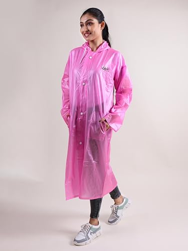 RUPA Rainsuit Women Waterproof PVC Raincoat with Hood & Carry Bag | Lightweight Rainwear for Women with Front Zip | Solid Color