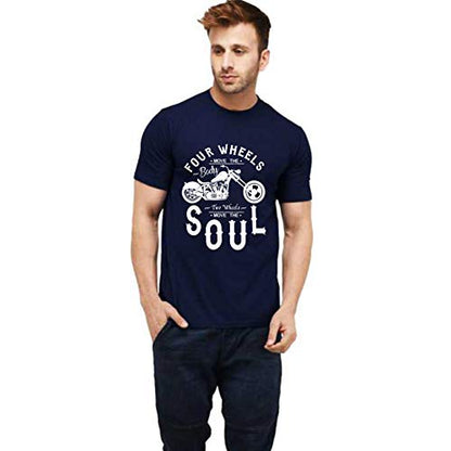 Uniplanet Store MenS Soul Bike Round Neck Navy Blue T-Shirt