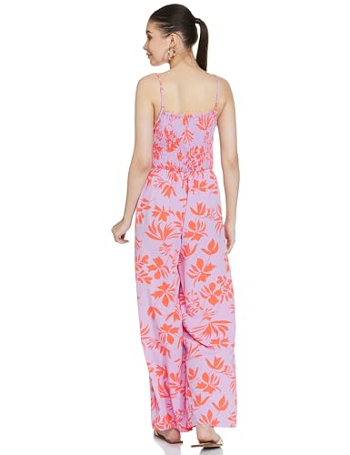 Ketch Polyester Womens Sleeveless Casual Fit Jump Suit Floor Length Dress (Khjs000015_Lilac