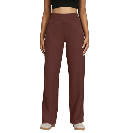 BlissClub Womens RibSupreme Wide Pants, High-Rise Waistband, Back Pockets, Wide Silhouette, Luxurious Feel,Regular Variant Below