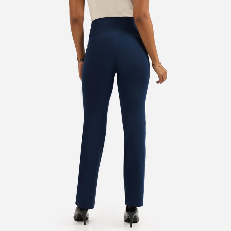 BlissClub Ultimate Sculpt Straight Pants -Tall Above 55, Ribbed Waistband, 2 Zippered Pockets, Feels Like Second Skin, Straight