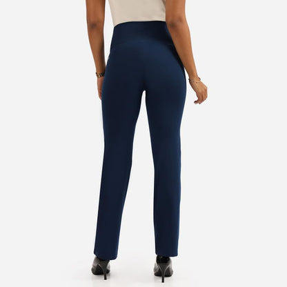 BlissClub Ultimate Sculpt Straight Pants -Tall Above 55, Ribbed Waistband, 2 Zippered Pockets, Feels Like Second Skin, Straight