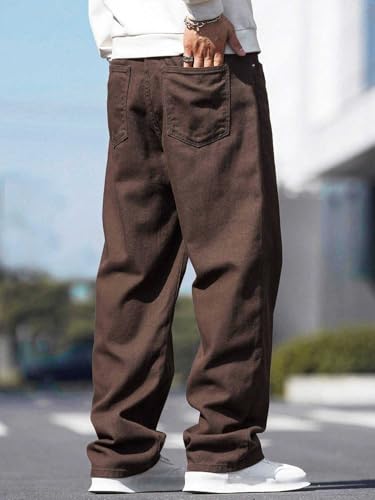 Greciilooks MenS Regular Jeans Brown