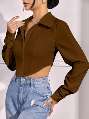 Greciilooks WomenS Regular Fit Western Shirt (Gl-W1915_Brown