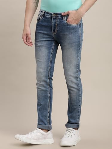 Turtle Men Cotton Stretch Narrow Fit Flat Front Light Blue Jeans