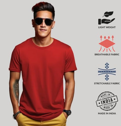 ADRO Men's Solid Regular Fit T-Shirt (RCM2-PLN)