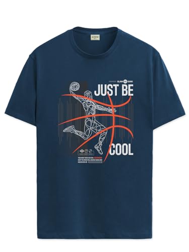 ADRO Men's Graphic Printed 100% Cotton T-Shirt - Regular Fit, Printed T-Shirts for Men (RN24-BCL-SB_Teal_XL)