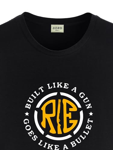 ADRO Men's Solid Regular Fit T-Shirt (RN24-BUL-BL_Black