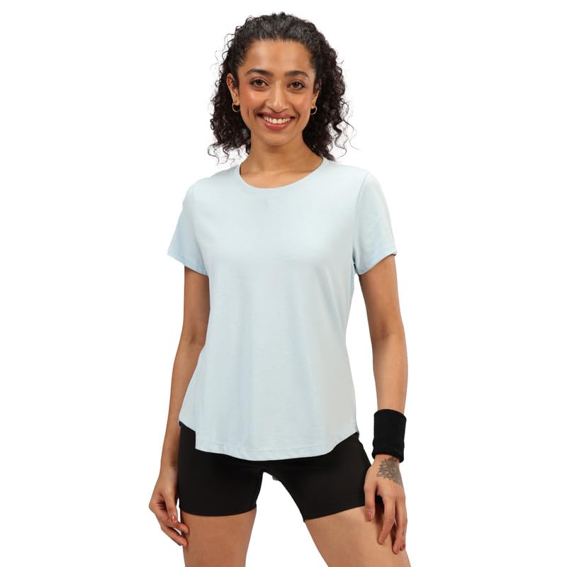 BlissClub Cotton Pro Curved Hem Tee, Cotton-Like Comfort, Sweat-Free Confidence, Apple Hem Tee, Flattering Silhouette, Relaxed f