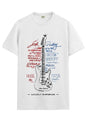 ADRO Guitar Design Printed T-Shirt for Men - 100% Cotton, Regular Fit, Soft Breathable Fabric. (RN23-M-GTR-WH_White_XL)