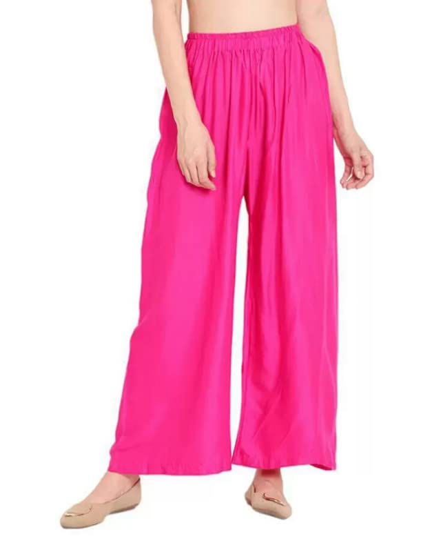 Fashion Gallery WomenS Rayon Relaxed Fit Palazzo Pants With Full Length Pull On Closure And Elasticated Flexible Waist|Palazzo