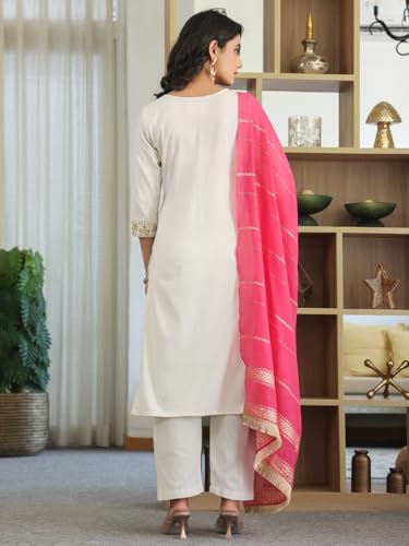 Greciilooks WomenS Cotton Kurta Set (Gl-W.Kurta Set-K2794&P216&D128_White