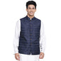 Fabindia Men Viscose Blend Striped Nehru Jacket Navy_M