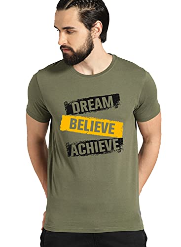 ADRO Mens Dream Believe Achieve Printed T-Shirt (R22-M-DBA-OL_Olive)