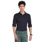 Turtle Men Knitted Navy Blue Printed Slim Fit Full Sleeve Casual Shirt