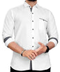 Tee Projekt Mens Regular Fit Solid Soft Touch Cotton Casual Shirt with Pocket Design with Spread Collar & Full Sleeves. White