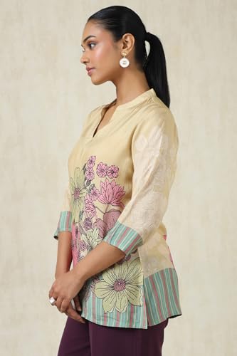 Soch Womens Beige Muslin Botanical Tunic