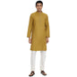 Fabindia Men Viscose Silk Long Kurta Slim Fit Green_L