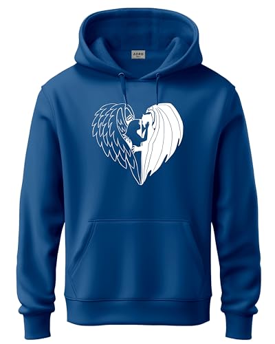 ADRO Men's Cotton Neck Hooded Sweatshirt (H24-DEVI-RB_Royal Blue