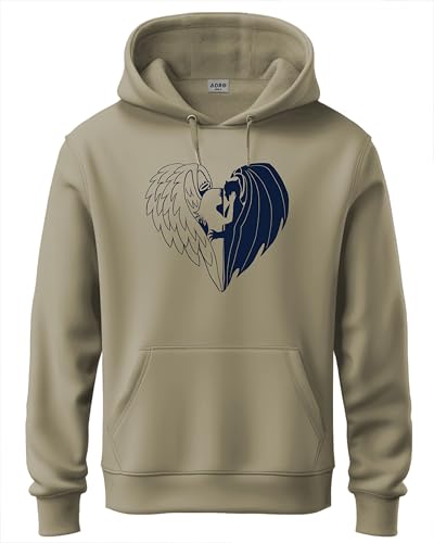 ADRO Men's Cotton Neck Hooded Sweatshirt (H24-DEVI-BE-XL_Beige)