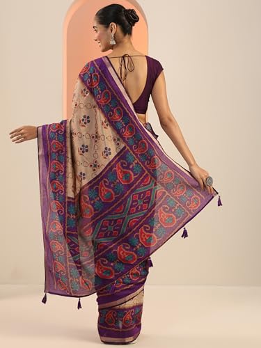 Libas Womens Printed Cotton Blend Saree With Blouse Piece