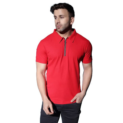 OM SAI LATEST CREATION Mens Polo-Neck with Zip Closure Type T-Shirt || Half Sleeves Casual T-Shirt for Men || Ragular Wear Clas