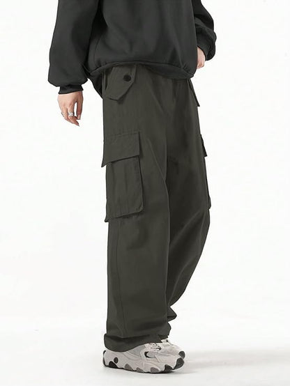 Greciilooks MenS Loose Low Rise Cargo Pants | Baggy 6 Pocket Lower Pant | Casual Cotton Pents | Formal Trousers Green
