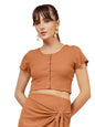 OOMPH! Stretchable Ribbed Top, Orange, mt978